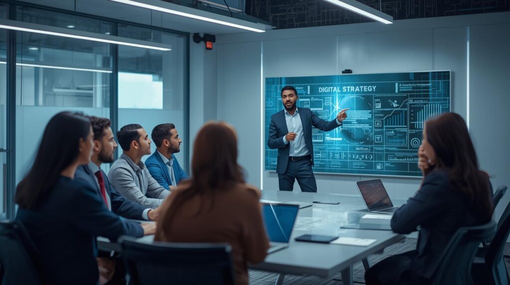 IT consultant advising business team on digital strategy in 2025